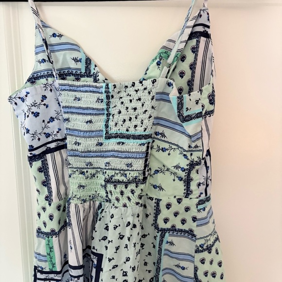 Loft Women’s Blue and White Patchwork Twist Cutout Cami Dress - Picture 7 of 9